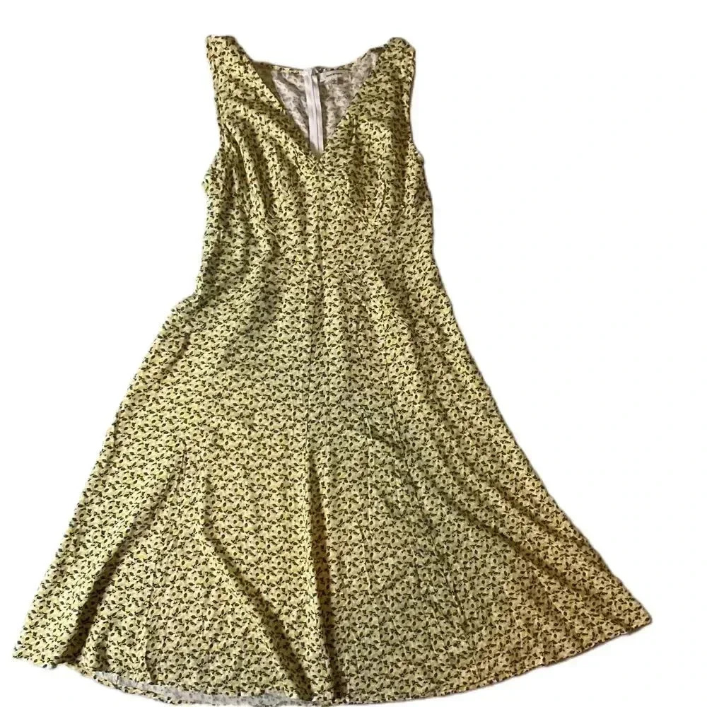 Max StudioPattern V Neck Sleeveless‎ A Line Dress Zipper Back Womens Large